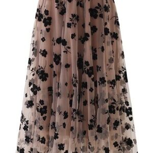Floral Black and Cream Women's Skirt